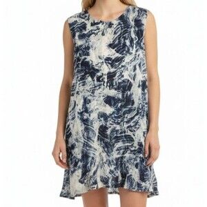 NEW Lole Jules Cover Up Dress Women XL Swim Swimwear Blue Marble Split Back